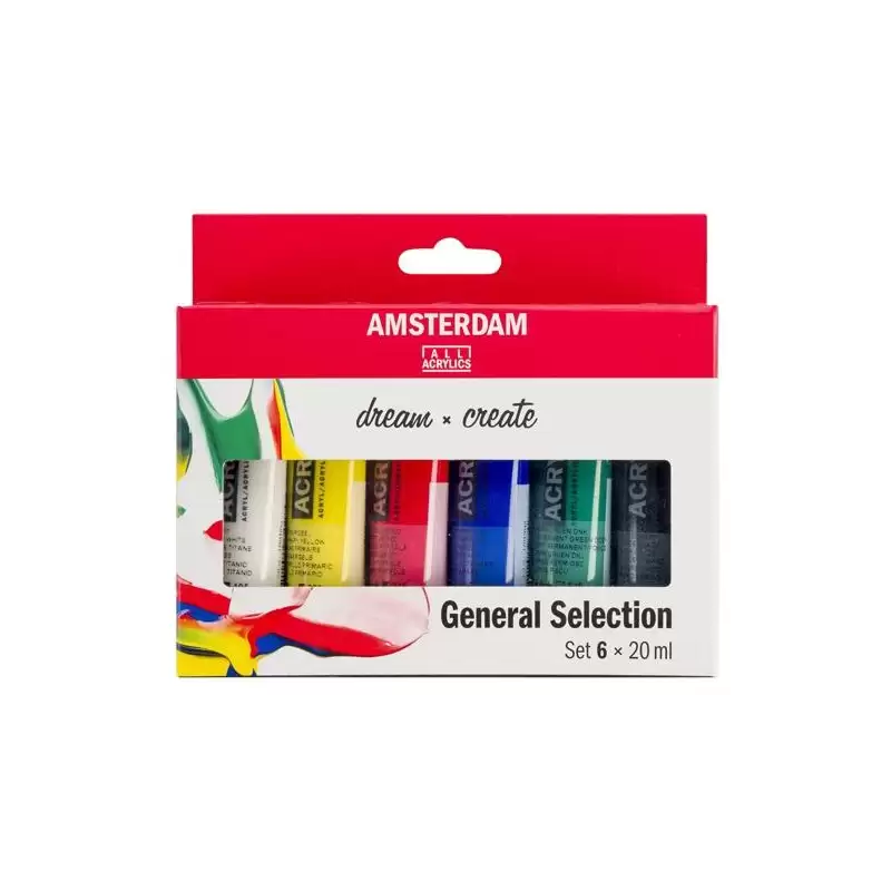 (17820406) TALENS AMSTERDAM STANDARD SERIES SET ACRÍLICOS SELECCIÓN GENERAL TUBO 20ML ESTUCHE 6 UD