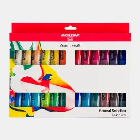 (17820424) TALENS AMSTERDAM SET 24 TUBOS ACRÍLICOS DE 20ML SELECCIÓN STANDARD SERIES COLORES SURTIDOS
