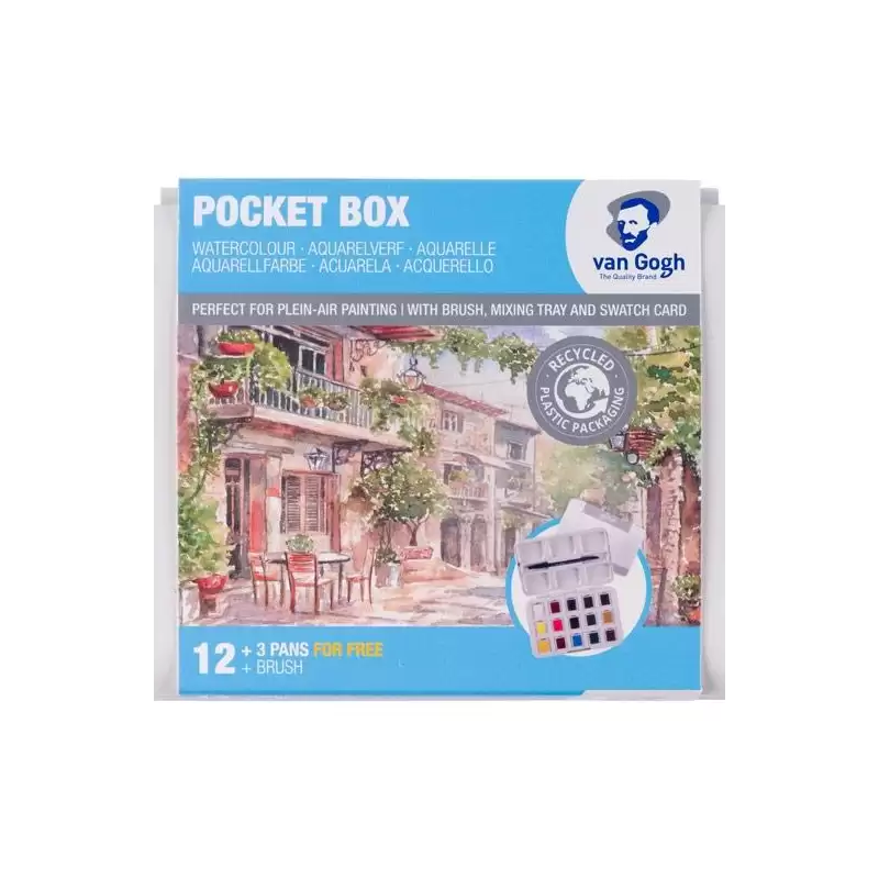 (20808632) TALENS VAN GOGH ACUARELAS BÁSICAS EN MEDIAS PASTILLAS C/SURTIDOS ESTUCHE 12 UD + 3 GRATIS + PINCEL