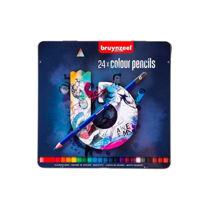 (60212024) TALENS BRUYNZEEL LÁPICES DE COLORES SURTIDO OSCURO ESTUCHE METÁLICO 24 UD