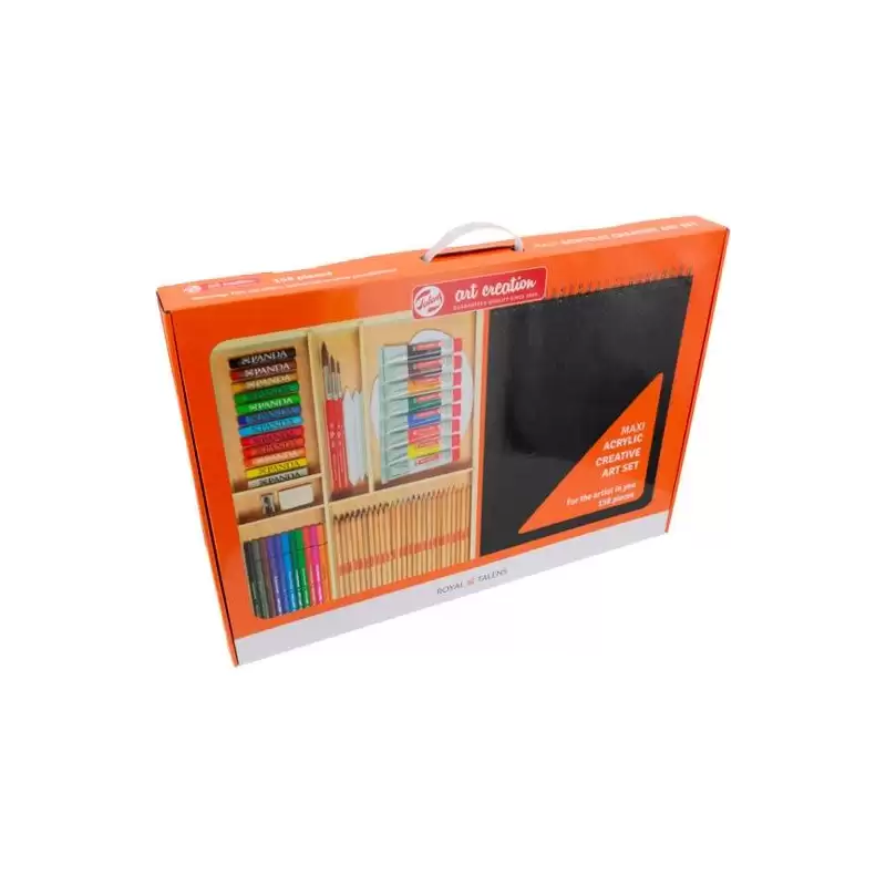 (9021730M) TALENS ART CREATION SET CREATIVO 158 PIEZAS MAXI ACRÍLICO CAJA MADERA