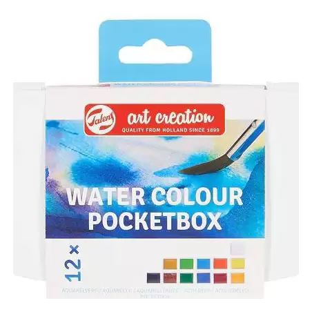 (9022112M) TALENS ART CREATION ACUARELAS POCKET BOX PASTILLAS C/SURTIDOS ESTUCHE 12 UD