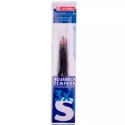 (9099161M) TALENS ART CREATION SET 3 PINCELES S (1 REDONDO - 1 PLANO - 1 LENGUA DE GATO) ACUARELA/TÉMPERA