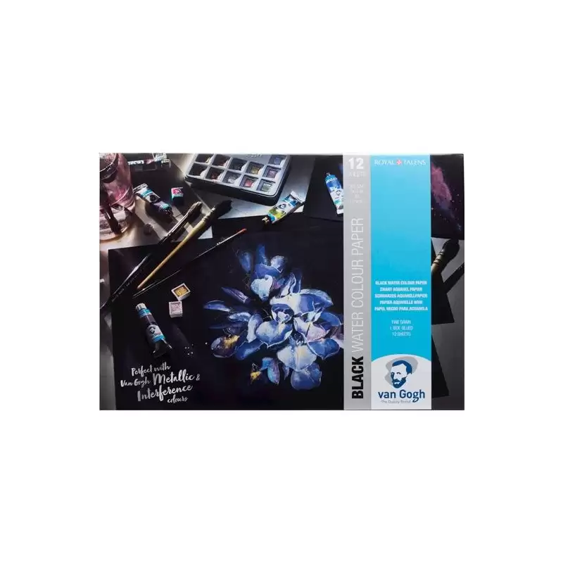 (94170001) TALENS VAN GOGH BLOC DE PAPEL 12 HOJAS 360GR PARA ACUARELA A3 NEGRO