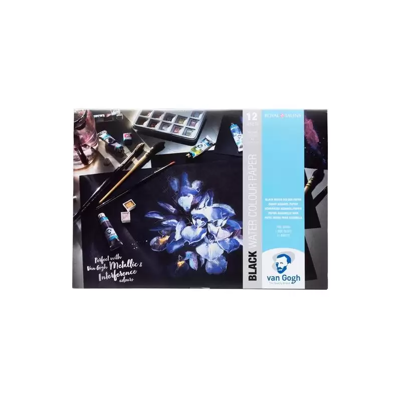 (94170002) TALENS VAN GOGH BLOC DE PAPEL 12 HOJAS 360GR PARA ACUARELA A4 NEGRO