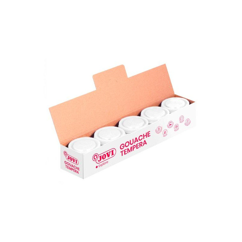 (50301) JOVI TÉMPERA ESCOLAR ESTUCHE 5 BOTES BLANCO DE 35ML