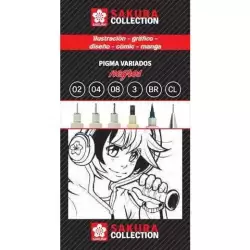 (PO06001) TALENS SAKURA COLLECTION SET DE ROTULADORES PIGMA VARIADOS + PORTAMINAS NEGRO