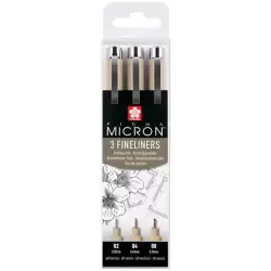 (POXSDK3) TALENS SAKURA ROTULADORES PERMANENTES PIGMA MICRON FINELINER ESTUCHE DE 3 NEGRO