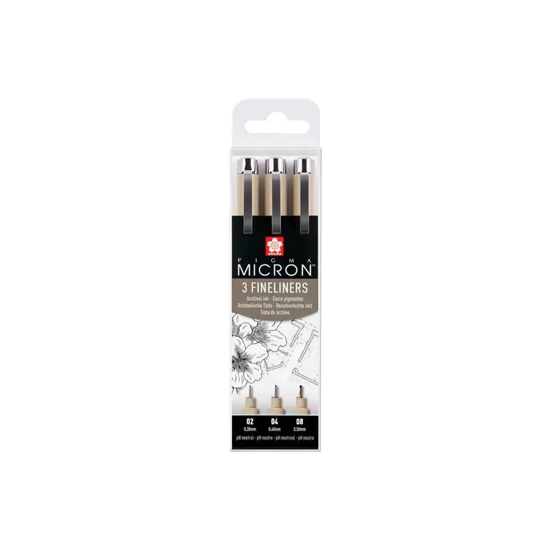 (POXSDK3) TALENS SAKURA ROTULADORES PERMANENTES PIGMA MICRON FINELINER ESTUCHE DE 3 NEGRO