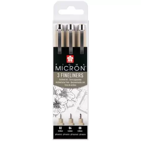(POXSDK3) TALENS SAKURA ROTULADORES PERMANENTES PIGMA MICRON FINELINER ESTUCHE DE 3 NEGRO