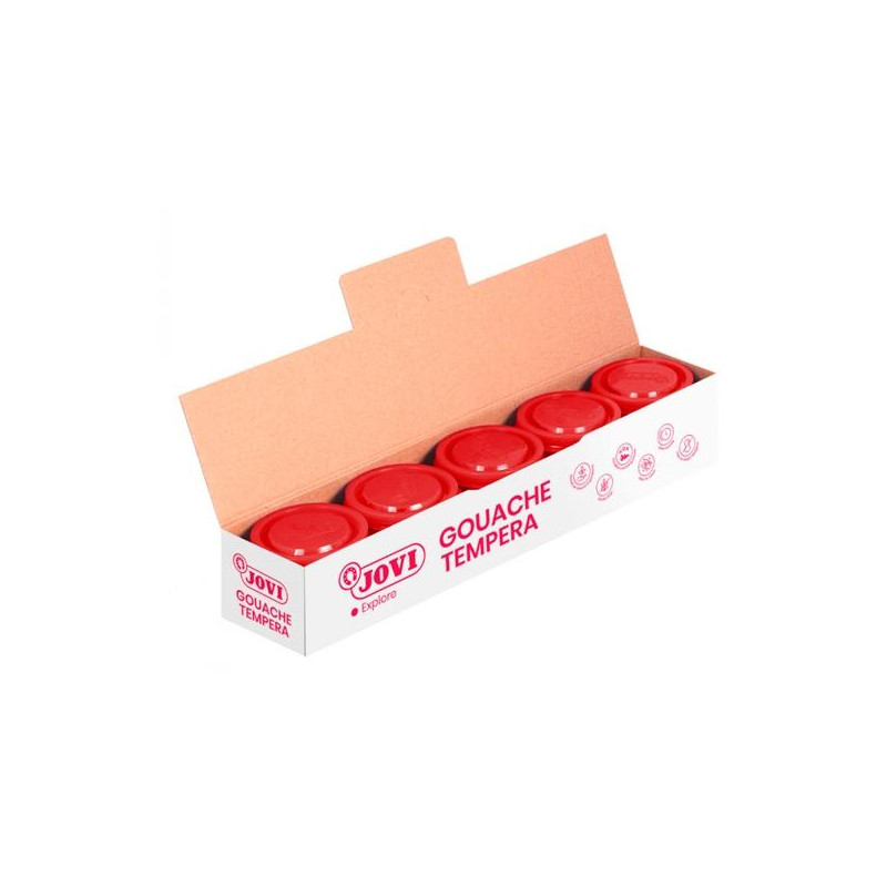 (50307) JOVI TÉMPERA ESCOLAR ESTUCHE 5 BOTES BERMELLÓN DE 35ML