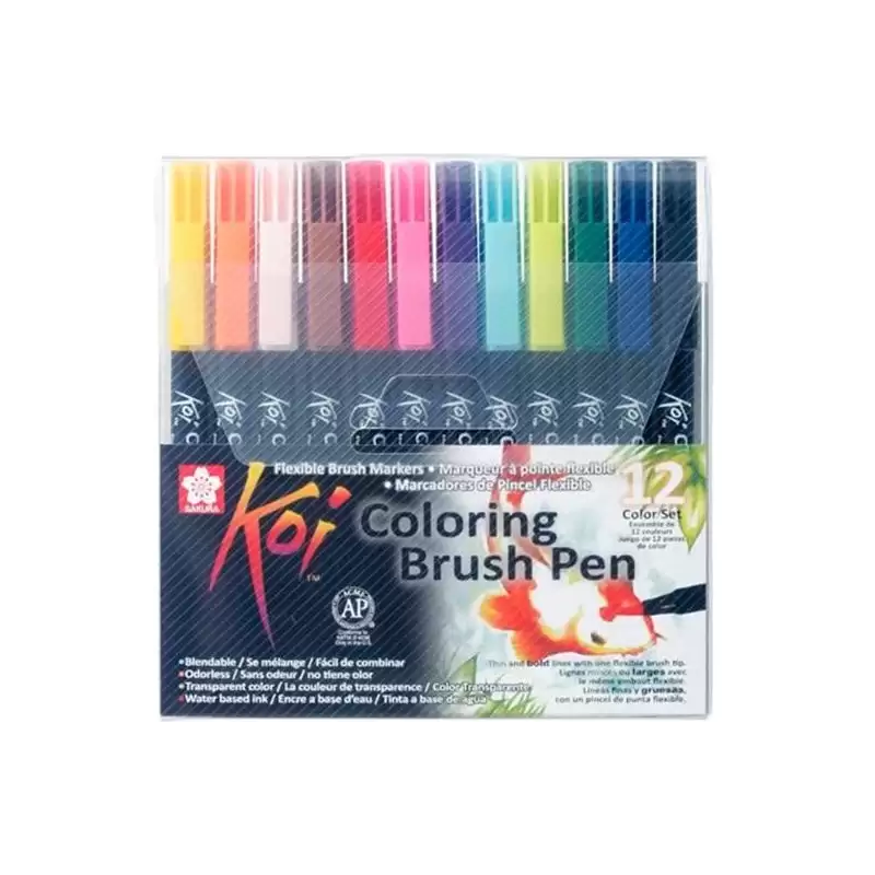 (XBR12A) TALENS SAKURA ROTULADORES PUNTA PINCEL KOI COLOURING BRUSH PEN ESTUCHE DE 12 C/SURTIDOS