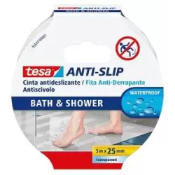 (55533-00001-11) TESA CINTA ANTIDESLIZANTE ADHESIVA BAÑO 25MM X 5M TRANSPARENTE
