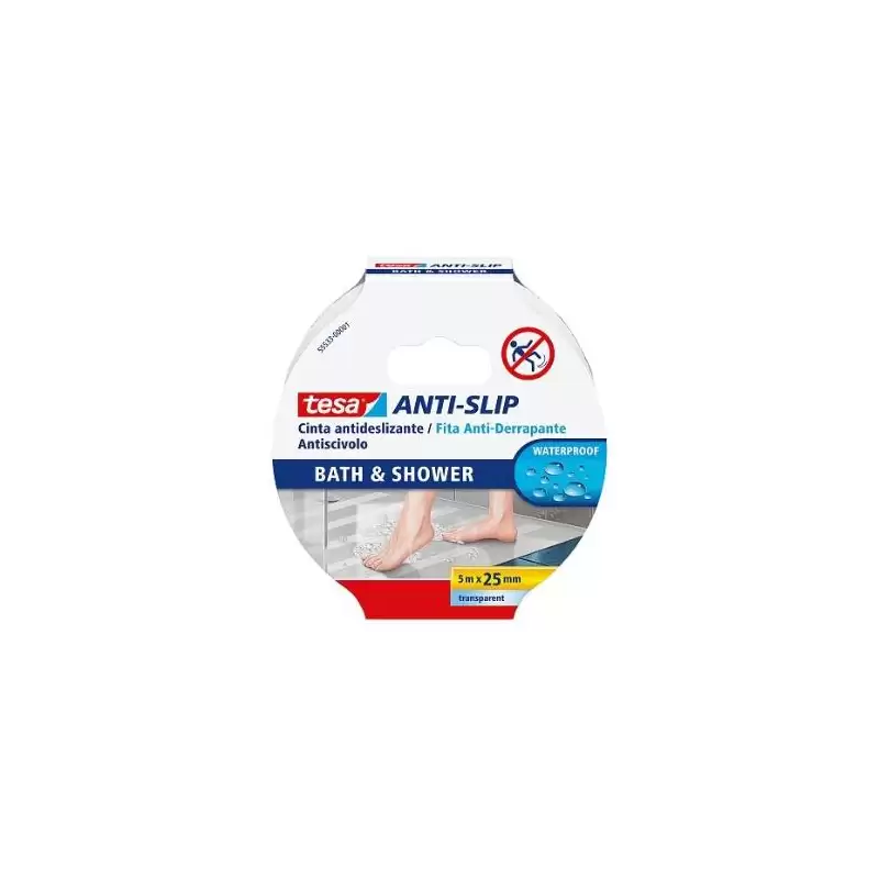 (55533-00001-11) TESA CINTA ANTIDESLIZANTE ADHESIVA BAÑO 25MM X 5M TRANSPARENTE