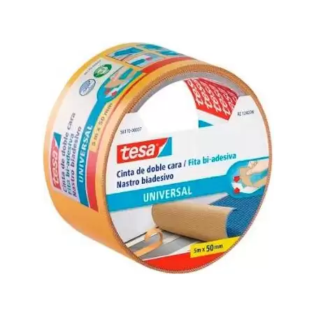(56172-00005-12) TESA CINTA ADHESIVA DOBLE CARA UNIVERSAL PERMANENTE 50MM X 25M PARA MOQUETAS