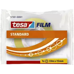 (57381-00001-01) TESA FILM CINTA ADHESIVA TRANSPARENTE STANDARD ROLLO 15MM X 33M EN BOLSITA