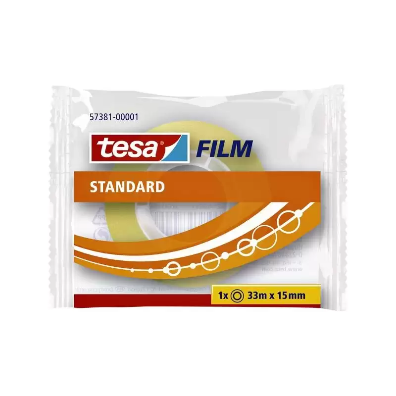 (57381-00001-01) TESA FILM CINTA ADHESIVA TRANSPARENTE STANDARD ROLLO 15MM X 33M EN BOLSITA