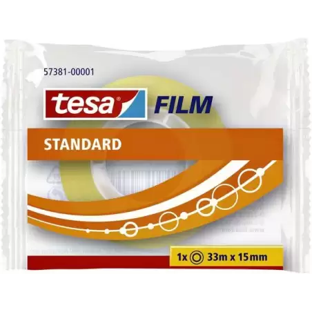 (57381-00001-01) TESA FILM CINTA ADHESIVA TRANSPARENTE STANDARD ROLLO 15MM X 33M EN BOLSITA