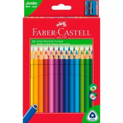 (116530) FABER CASTELL LÁPICES DE COLORES JUMBO TRIANGULAR + SACAPUNTAS C/SURTIDOS ESTUCHE 30 UD
