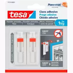 (77774-00001-00) TESA PACK DE 2 CLAVO ADHESIVO AJUSTABLE HASTA 1KG PARA PARED LISA