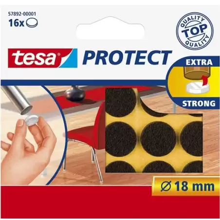 (57892-00001-01) TESA FIELTRO PROTECTOR ANTIRASGUÑOS DIAMETRO Ø18MM MARRÓN -BLISTER 16U-