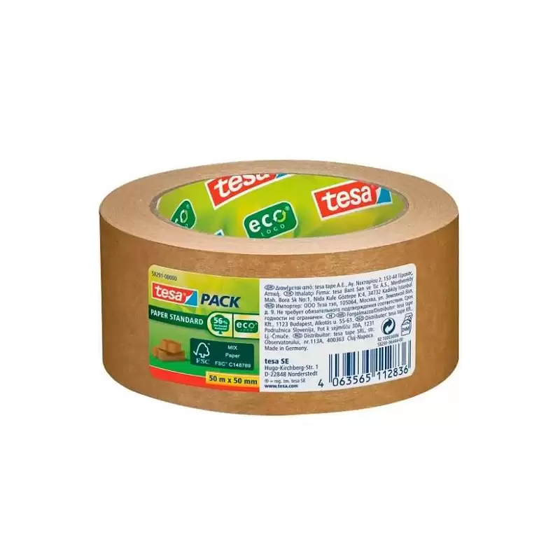 (58291-00000-01) TESA CINTA DE EMBALAJE TESAPACK ESTÁNDAR ECOLOGO ROLLO 50MX50MM PAPEL MARRÓN