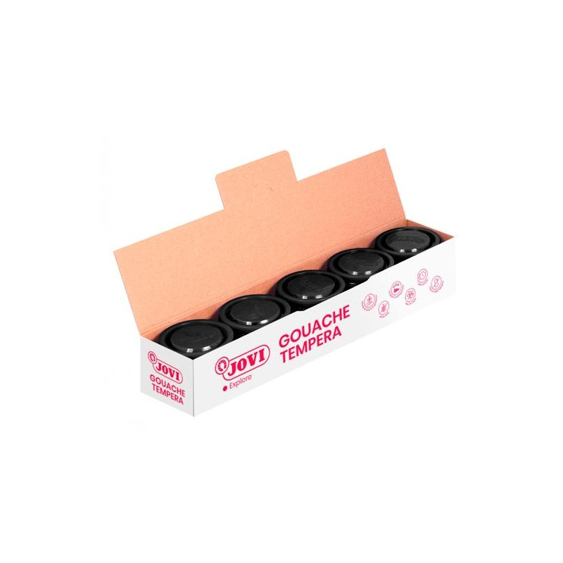 (50330) JOVI TÉMPERA ESCOLAR ESTUCHE 5 BOTES NEGRO DE 35ML
