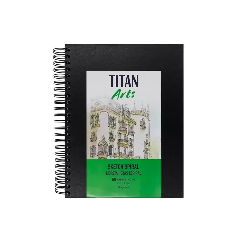 (122002129) TITAN ARTS LIBRETA DE DIBUJO PARA BOCETOS ESPIRAL A4 50H 200GR
