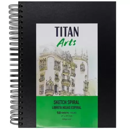 (122002129) TITAN ARTS LIBRETA DE DIBUJO PARA BOCETOS ESPIRAL A4 50H 200GR