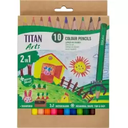 (130110010) TITAN ARTS LÁPICES DE COLORES INICIACIÓN SURTIDOS ESTUCHE 10 UD + SACAPUNTAS