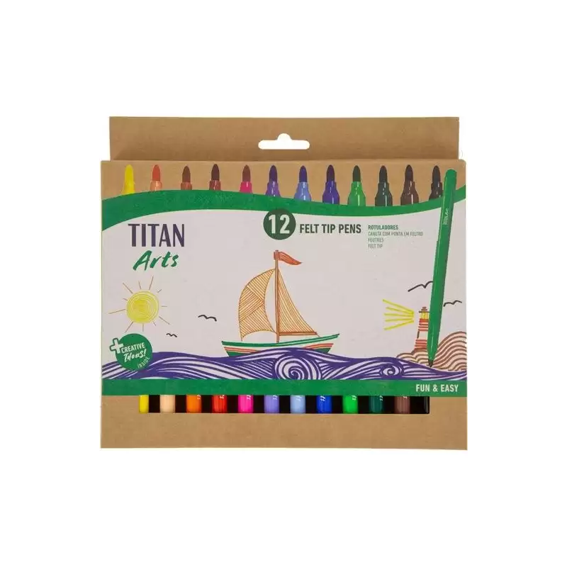(130400012) TITAN ARTS ROTULADORES COLORES SURTIDOS ESTUCHE 12 UD