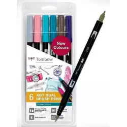 (ABT-6P-5/ABT-6C-5) TOMBOW ABT DUAL BRUSH ROTULADORES DOBLE PUNTA FINA/PINCEL C/SURTIDOS VINTAGE ESTUCHE 6 UD