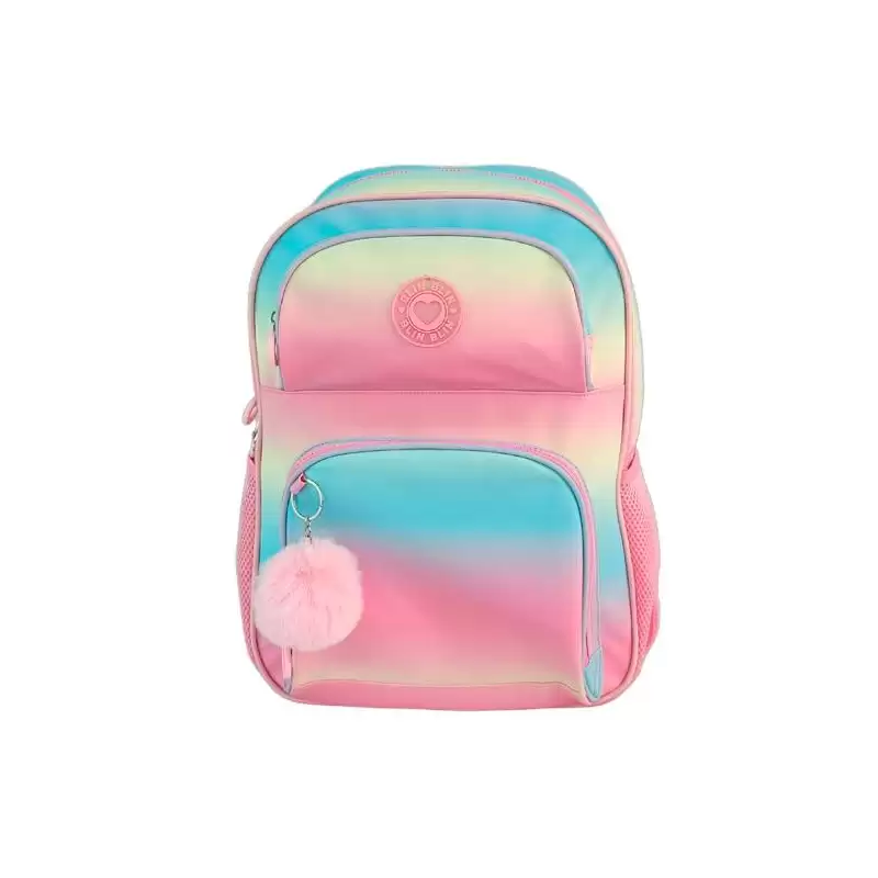 (T434-1053) TOYBAGS MOCHILA PRIMARIA BLIN BLIN GRADIENT PINK DOBLE COMPARTIMENTO 44X31X17CM ADAPTABLE A CARRO