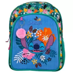 (T434-1068) TOYBAGS MOCHILA PRIMARIA STITCH TROPICAL DOBLE COMPARTIMENTO 44X30X20CM ADAPTABLE A CARRO