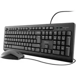 (23977) TRUST COMBO TECLADO + RATÓN TKM-250 CABLE USB SILENCIOSO RESISTENTE A LIQUIDOS NEGRO