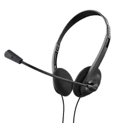 (24659) TRUST AURICULARES BASIC ESTÉREO JACK 3.5MM ULTRALIGEROS CON MICRÓFONO FLEXIBLE AJUSTABLE NEGRO.