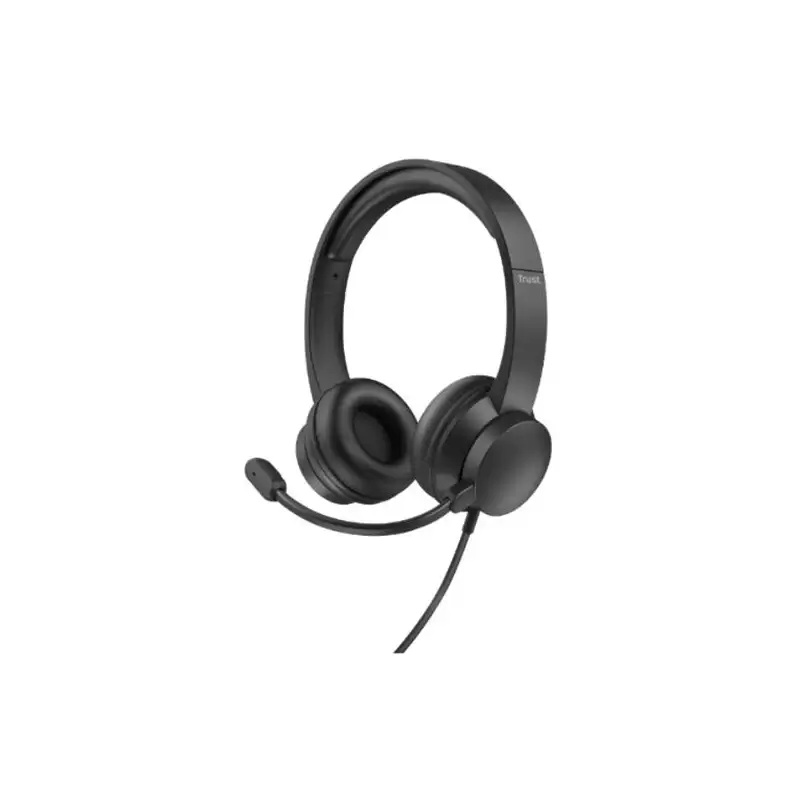 (25333) TRUST AURICULARES HS-150 ESTÉREO JACK 3.5MM CON MICRÓFONO FLEXIBLE AJUSTABLE NEGRO