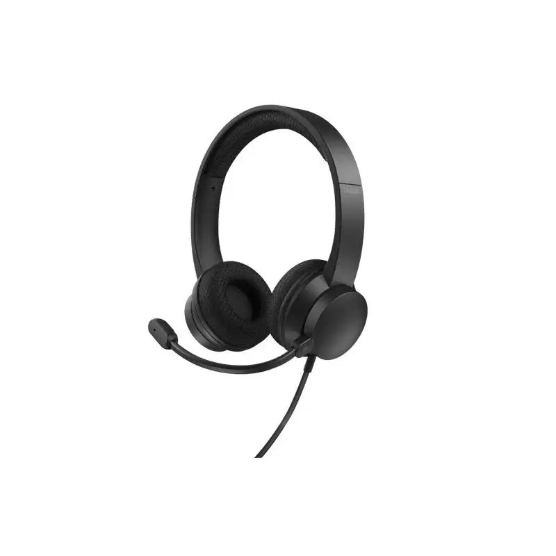 (25373) TRUST AURICULARES HS-201 ESTÉREO CABLE USB CON MICRÓFONO FLEXIBLE AJUSTABLE NEGRO