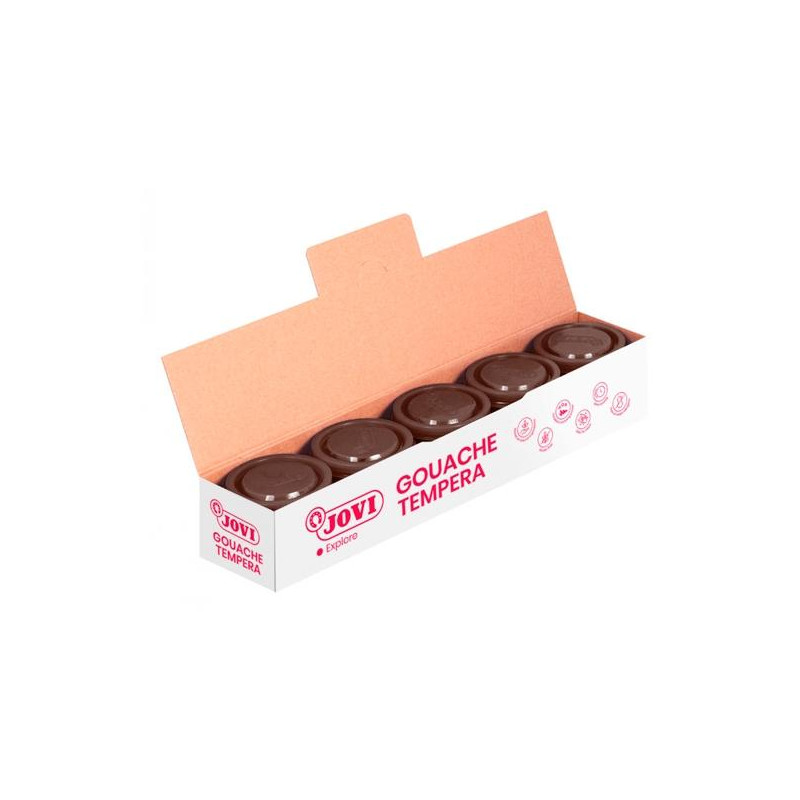(50312) JOVI TÉMPERA ESCOLAR ESTUCHE 5 BOTES MARRÓN DE 35ML