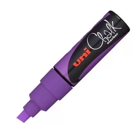 (140160000) UNIBALL MARCADOR DE TIZA LÍQUIDA CHALK PWE-8K PUNTA BISELADA VIOLETA