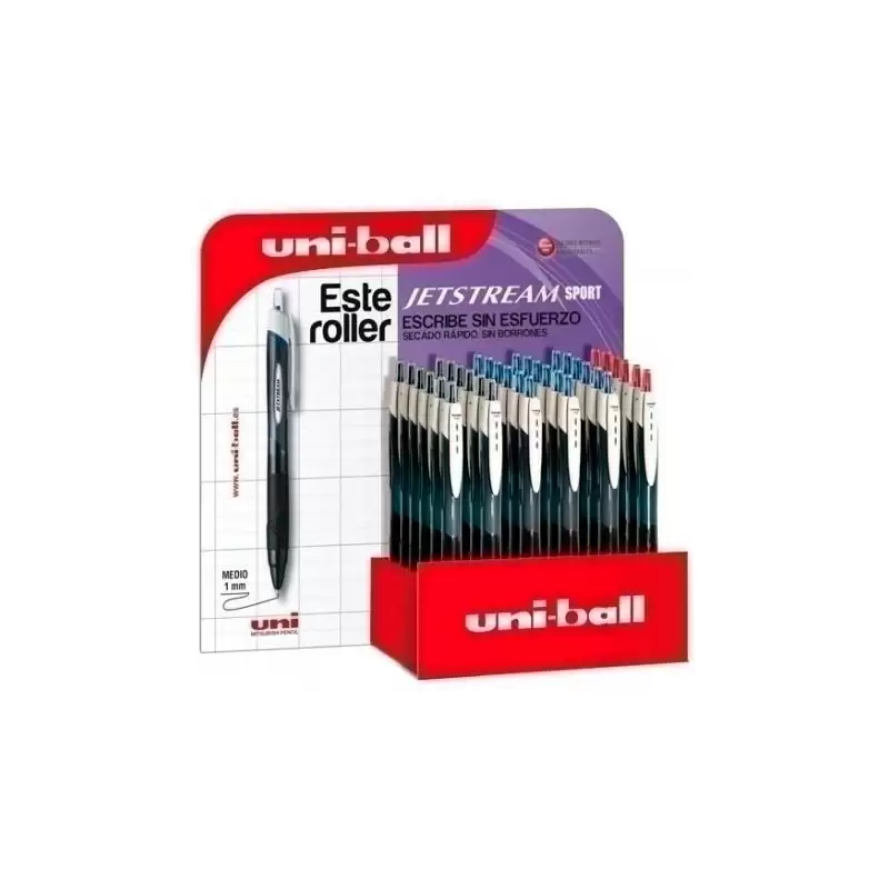 (182634918) UNIBALL ROLLERBALL JETSTREAM SPORT SXN-150E RETRÁCTIL 1.0MM COLORES ROJO-NEGRO-AZUL EXPOSITOR 36 UD