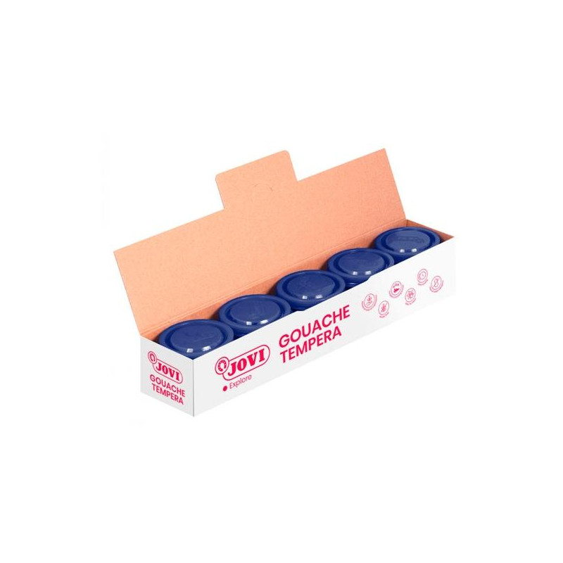 (50324) JOVI TÉMPERA ESCOLAR ESTUCHE 5 BOTES AZUL OSCURO DE 35ML