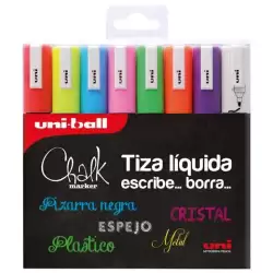 (302422090) UNIBALL MARCADOR DE TIZA LÍQUIDA CHALK PWE-5M/8P BASIC COLORES SURTIDOS BLÍSTER 8 UD