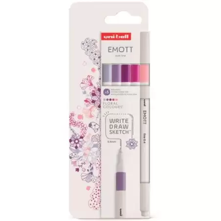 (302422261) UNIBALL EMOTT ROTULADORES DE ESCRITURA Y DIBUJO COLORES FLORALES ESTUCHE 5 UD
