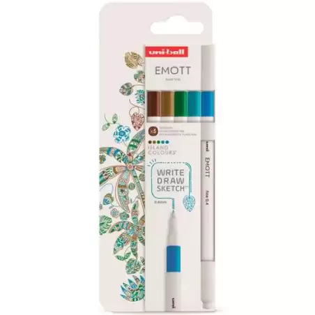 (302422262) UNIBALL EMOTT ROTULADORES DE ESCRITURA Y DIBUJO COLORES TROPICALES ESTUCHE 5 UD