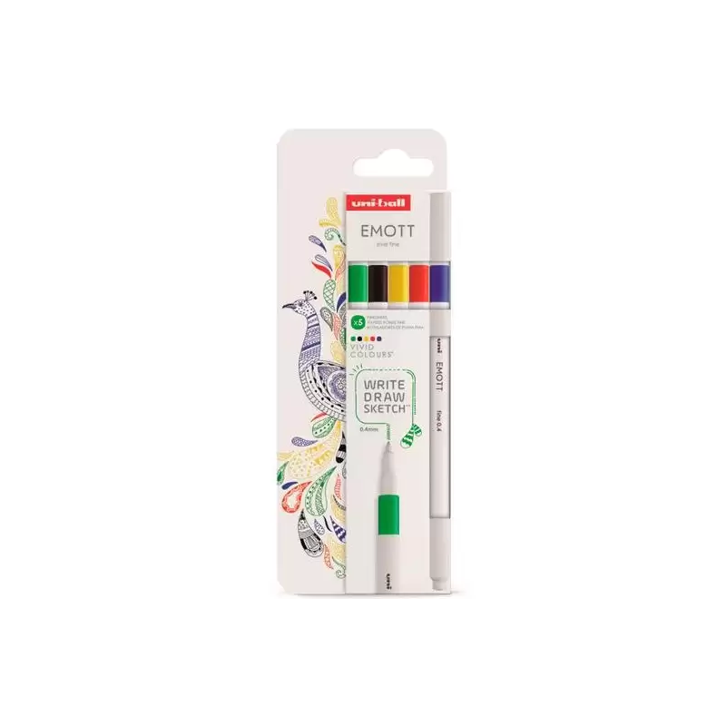 (302422267) UNIBALL EMOTT ROTULADORES DE ESCRITURA Y DIBUJO COLORES VIVOS ESTUCHE 5 UD