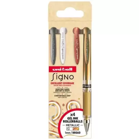 (302422291) UNIBALL ROLLERBALL SIGNO BROAD UM-153 1.0MM SURTIDO METÁLICO NO.1 SET 4 UD