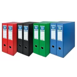 (92329) UNISYSTEM BOX COLOR MÓDULO 2 ARCHIVADORES PALANCA 65MM A4 FORRADOS PP NEGRO