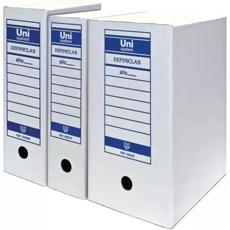 (96580) UNISYSTEM CAJA ARCHIVO DEFINICLAS FOLIO PROLONGADO CARTÓN BLANCO PACK 50 UD
