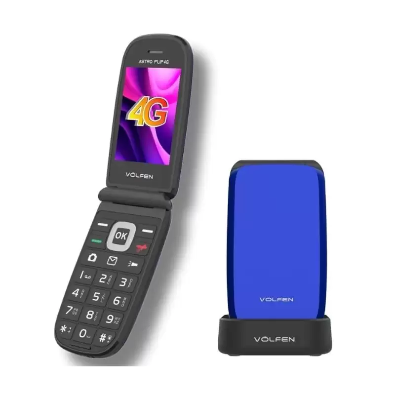 (ASTROFLIP4G-AZUL) VOLFEN TELEFONO MOVIL ASTRO FLIP 4G PANTALLA XXL TIPO CHONCHA AZUL